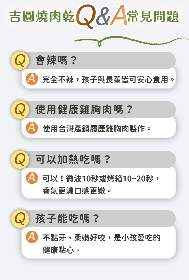 吉圓燒雞肉乾FAQ常見問題